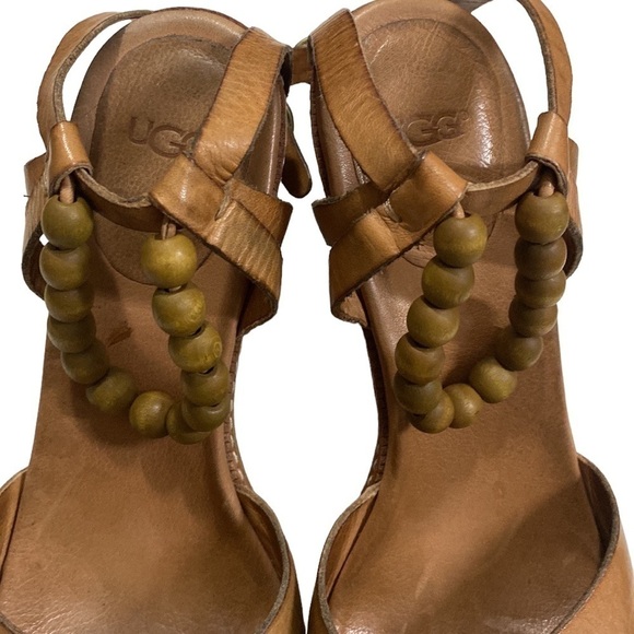UGG Nima leather straps platform heel sandal women 8 boho retro brown Y2K party - Picture 5 of 12
